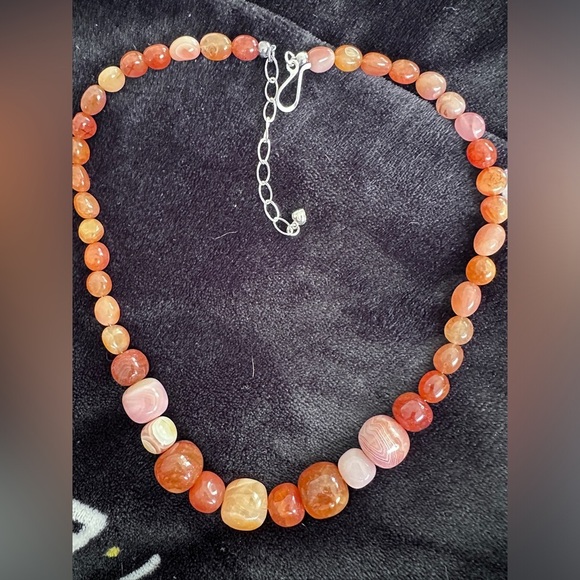 Carnelian agate chunk bead necklace by Jay King - Picture 5 of 12